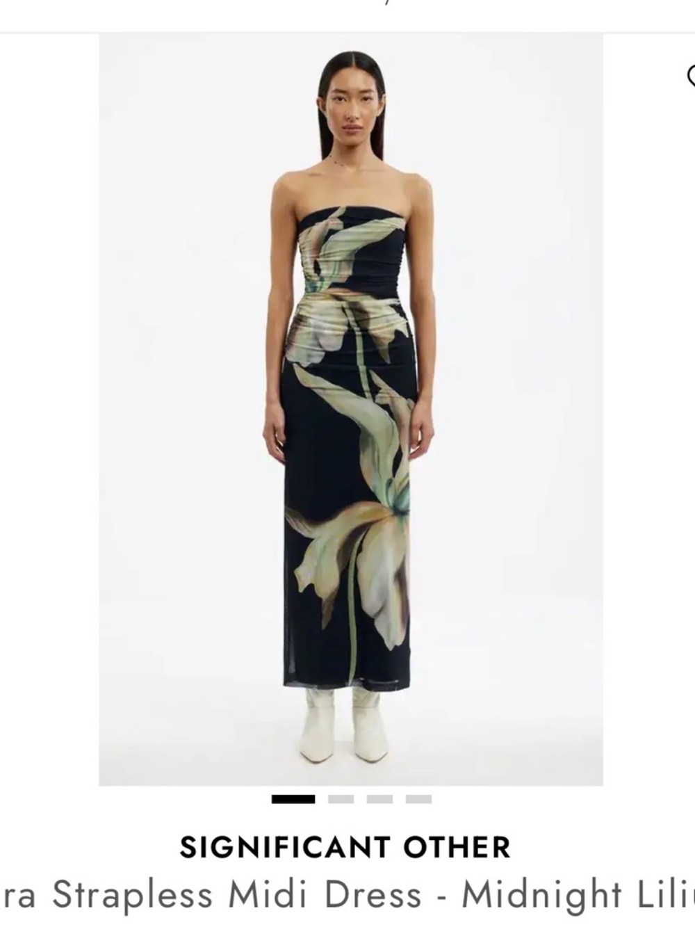 Significant Other Sura Midnight Floral Strapless Midi Dress - Black/Green- NWT